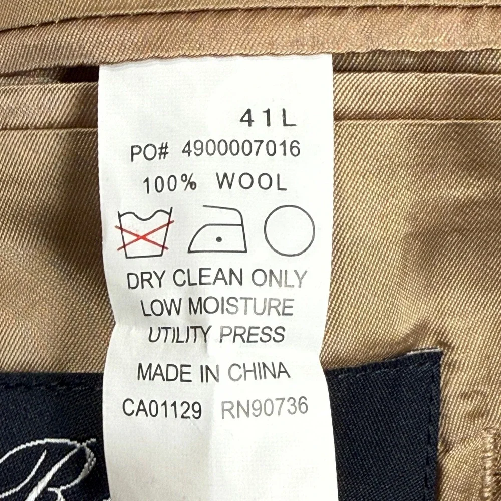 Ralph Lauren Dillards Mens Brown Plaid 100% Wool Blazer 41 Long 41L Sport Jacket
